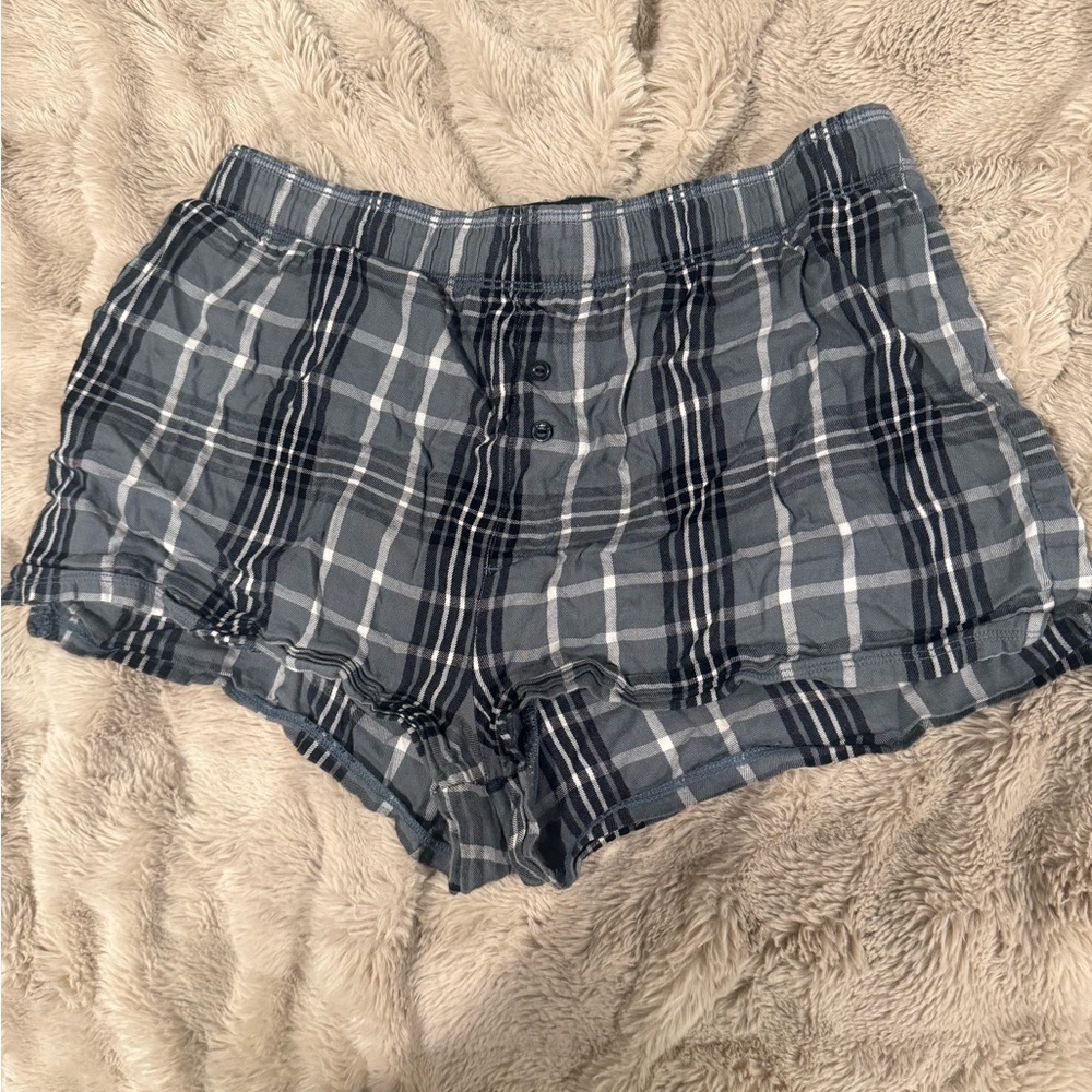 PINK Victoria's Secret Gray & Black Plaid Athletic Lounge Shorts